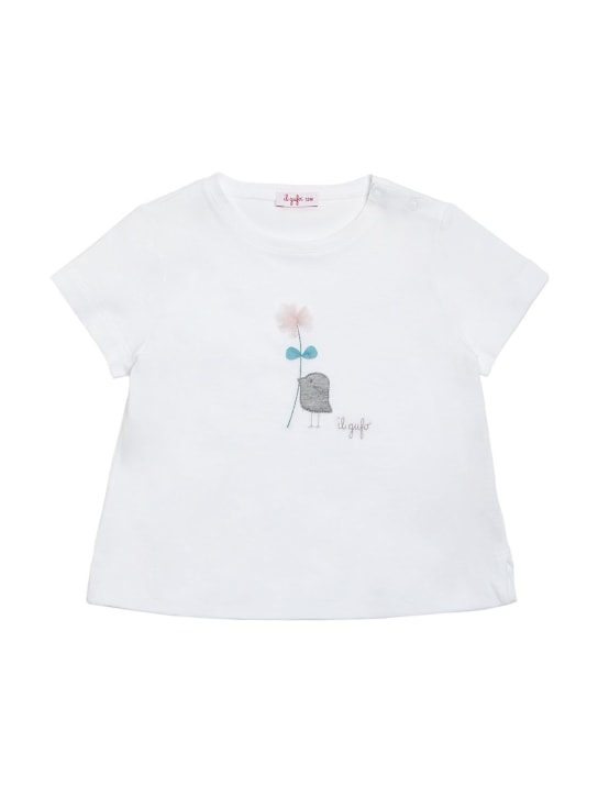 Il Gufo: Camiseta de algodón jersey y shorts de popelina - Rosa/Blanco - kids-girls_1 | Luisa Via Roma