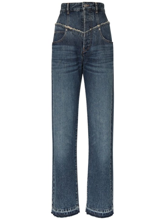 Isabel Marant: Jeans de denim con cintura alta - Azul - women_0 | Luisa Via Roma