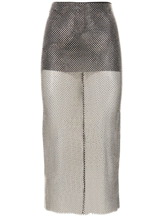 Philosophy Di Lorenzo Serafini: Embellished net midi skirt - Silver - women_0 | Luisa Via Roma