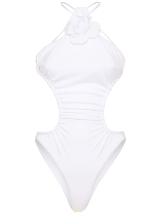 Philosophy Di Lorenzo Serafini: One piece swimsuit w/ rose appliqué - White - women_0 | Luisa Via Roma
