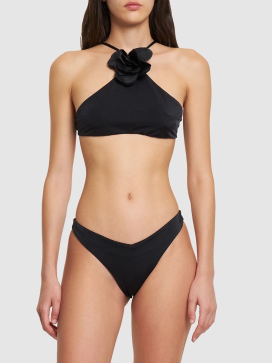 Philosophy Di Lorenzo Serafini: Bikini set w/ rose appliqué - Black - women_1 | Luisa Via Roma