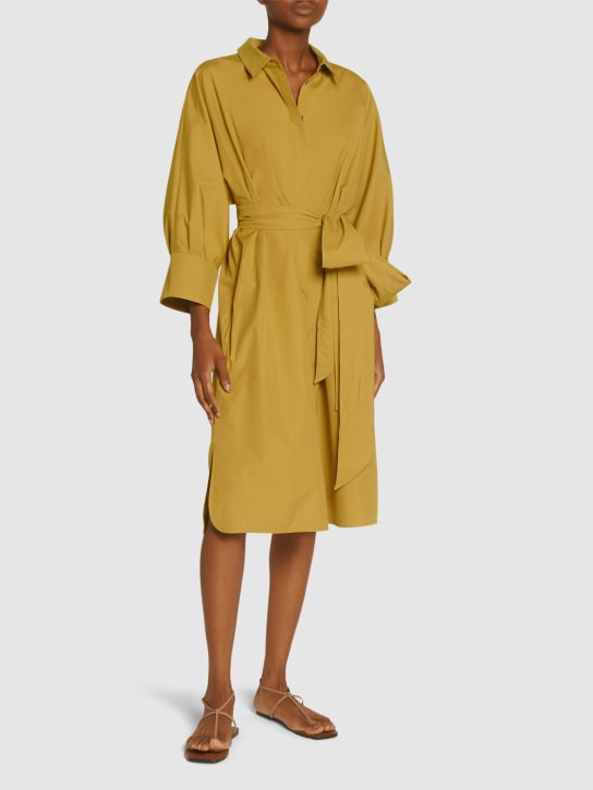 'S Max Mara: Tabata poplin belted midi shirt dress - Yellow - women_1 | Luisa Via Roma