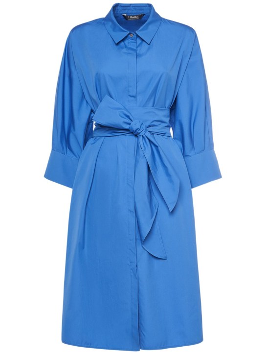 'S Max Mara: Tabata poplin belted midi shirt dress - Blue - women_0 | Luisa Via Roma