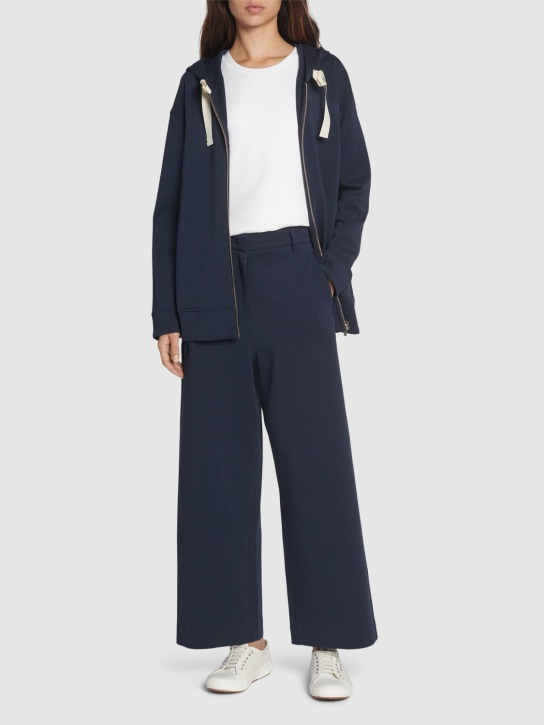 'S Max Mara: Zuai jersey logo zip hoodie - Navy - women_1 | Luisa Via Roma