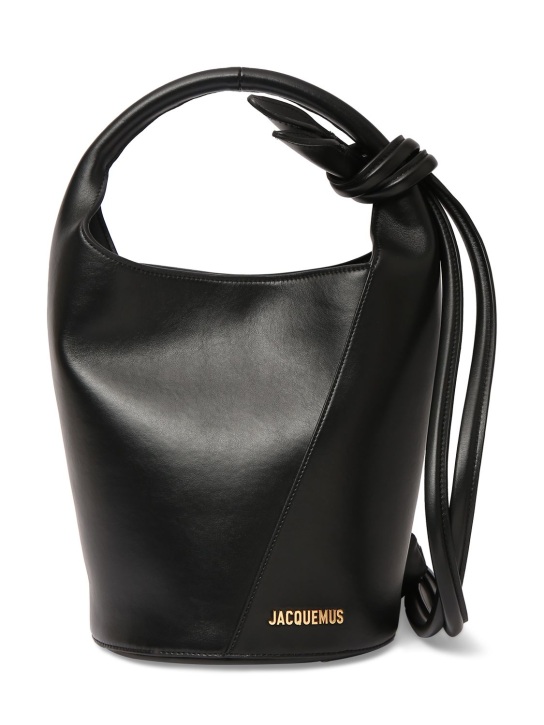 Jacquemus: Le Petit Tourni smooth leather bag - Black - women_0 | Luisa Via Roma