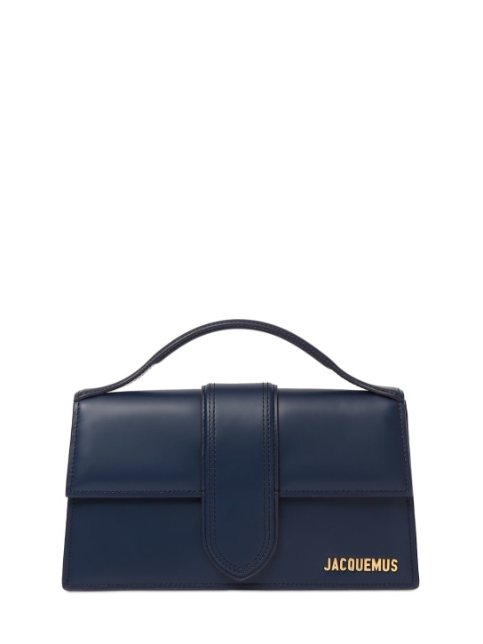 Jacquemus: Le Grand Bambino smooth leather bag - Navy - women_0 | Luisa Via Roma