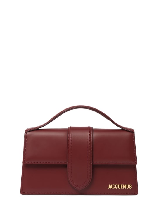 Jacquemus: Le Grand Bambino smooth leather bag - Dark Burgundy - women_0 | Luisa Via Roma