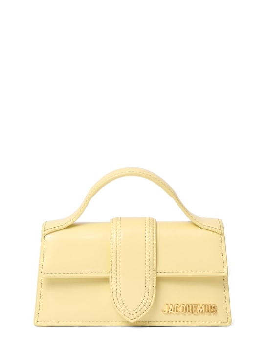 Jacquemus: Le Bambino glazed leather bag - Light Yellow - women_0 | Luisa Via Roma