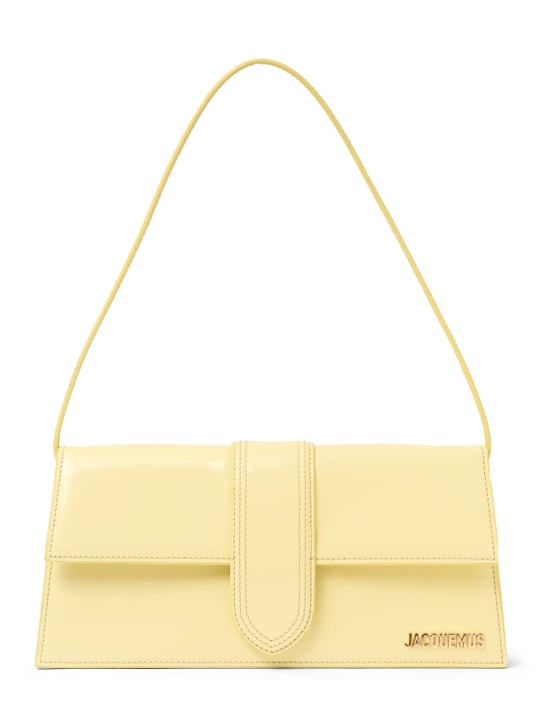 Jacquemus: Le Bambino Long smooth leather bag - Light Yellow - women_0 | Luisa Via Roma