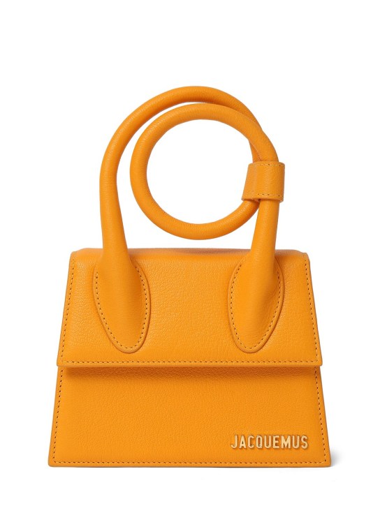 Jacquemus: Le Chiquito Noeud soft grain leather bag - Dark Orange - women_0 | Luisa Via Roma