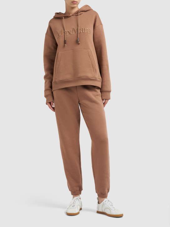 'S Max Mara: Agre cotto jersey logo hooded sweatshirt - Mou - women_1 | Luisa Via Roma
