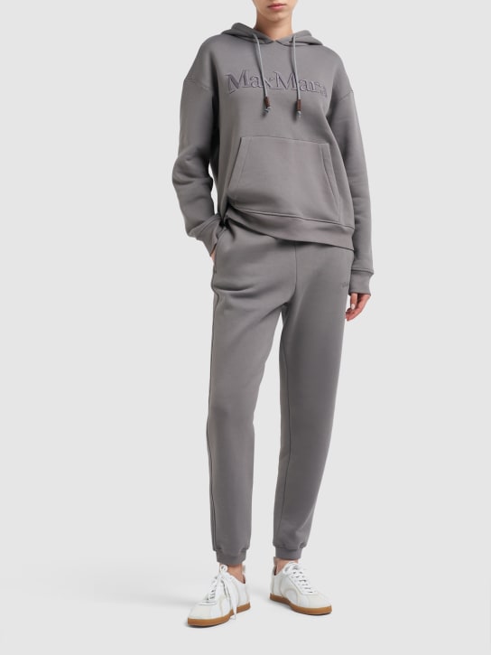 'S Max Mara: Pantalon en jersey de coton à logo Tamaro - Gris - women_1 | Luisa Via Roma