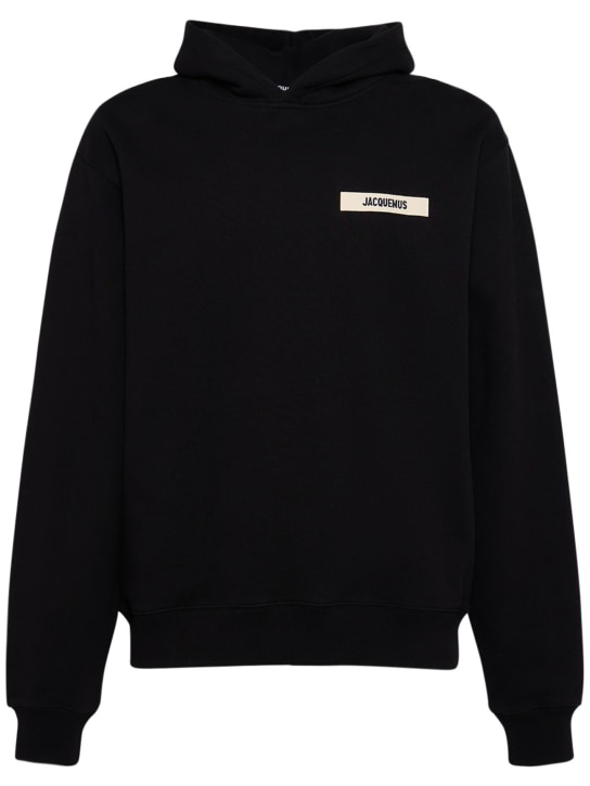 Jacquemus: Le Hoodie Gros Grain cotton sweatshirt - Black - men_0 | Luisa Via Roma