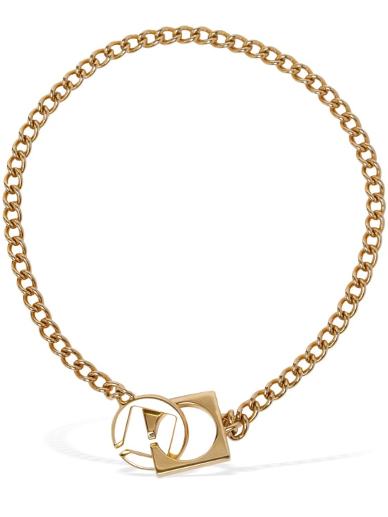 Jacquemus: Le Collier Rond Carre collar necklace - Light Gold - women_0 | Luisa Via Roma