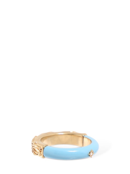 Maison Margiela: Bicolor enamel crystal star thin ring - Gold/Blue - women_0 | Luisa Via Roma