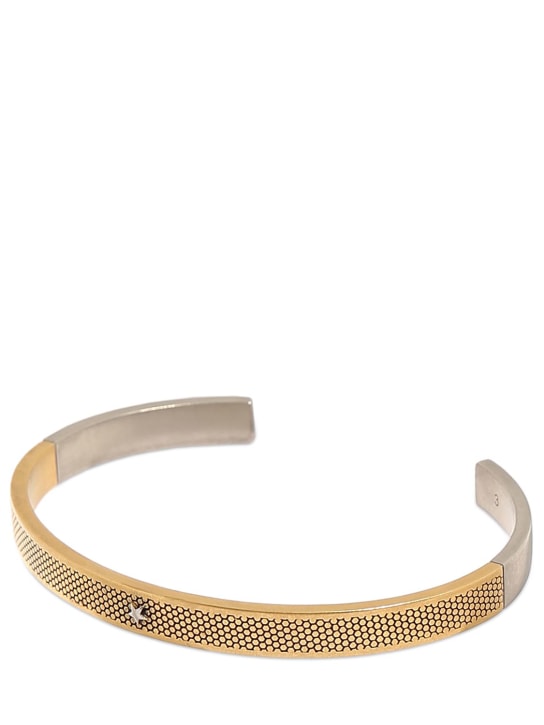 Maison Margiela: Engraved cuff bracelet w/ star - Gold/Silver - men_1 | Luisa Via Roma