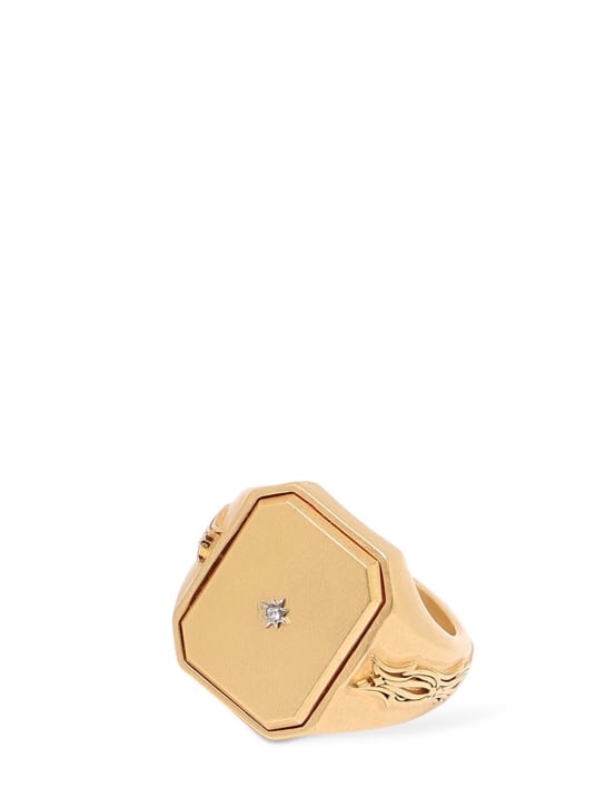 Maison Margiela: Quadratischer Ring mit Kristallstern - Gold - women_0 | Luisa Via Roma