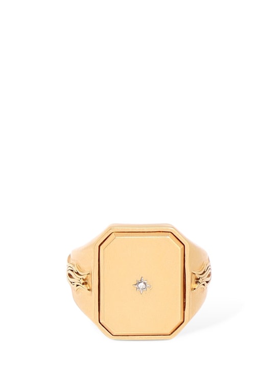 Maison Margiela: Quadratischer Ring mit Kristallstern - Gold - women_1 | Luisa Via Roma