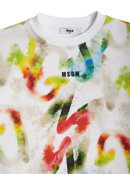 MSGM: Cotton crewneck sweatshirt - White - kids-boys_1 | Luisa Via Roma