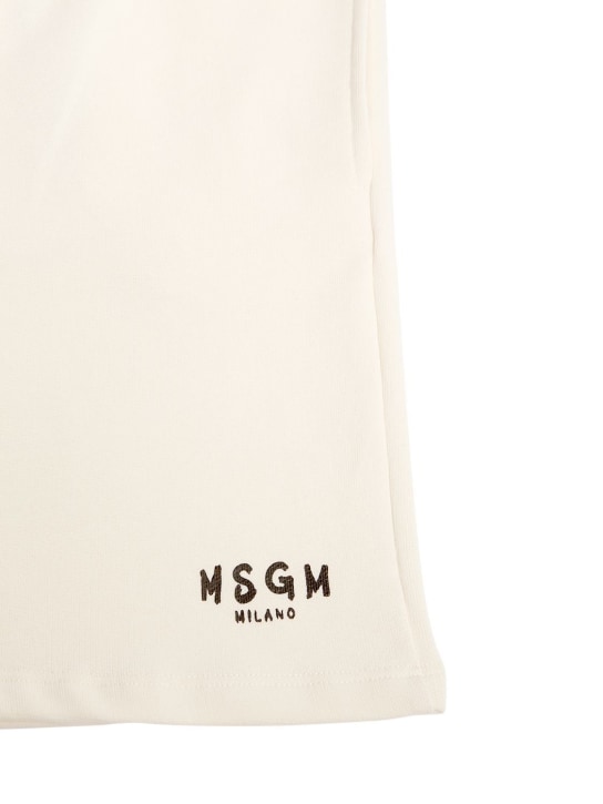 MSGM: Cotton sweat shorts w/pockets - White - kids-boys_1 | Luisa Via Roma
