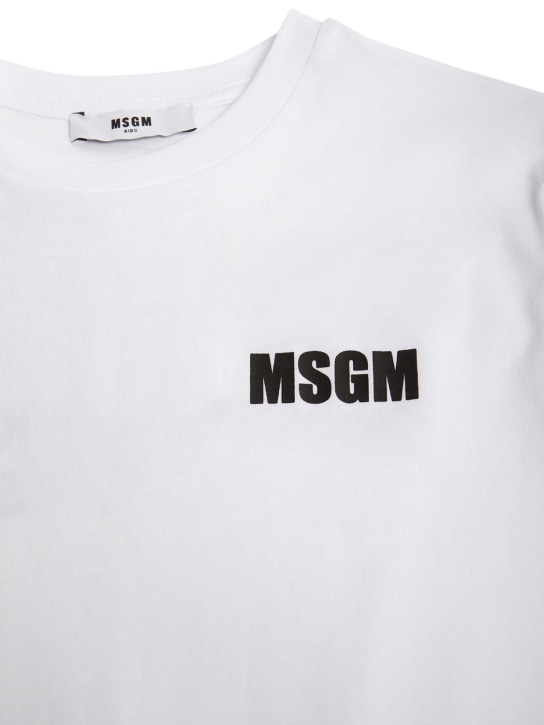 MSGM: Printed logo cotton jersey t-shirt - White - kids-girls_1 | Luisa Via Roma