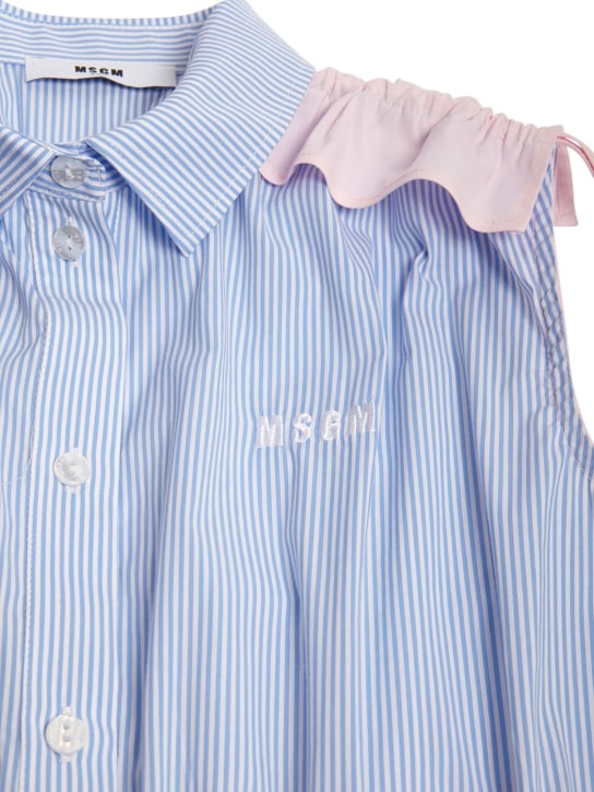MSGM: Vestido camisero de popelina de algodón - Azul Claro/Rosa - kids-girls_1 | Luisa Via Roma