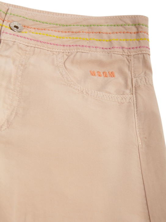 MSGM: Pantalon en lyocell délavé - Beige - kids-girls_1 | Luisa Via Roma