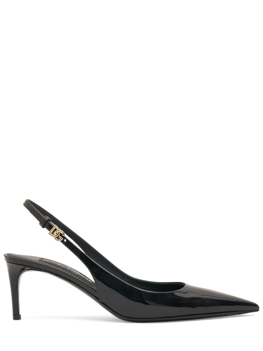 Dolce&Gabbana: 60mm Patent leather slingback pumps - Black - women_0 | Luisa Via Roma