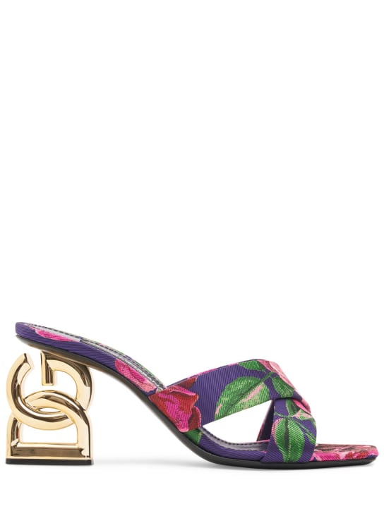 Dolce&Gabbana: 75mm Keira satin sandal mules - Purple/Multi - women_0 | Luisa Via Roma