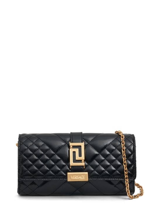 Versace: Petit sac porté épaule en cuir matelassé - Noir - women_0 | Luisa Via Roma