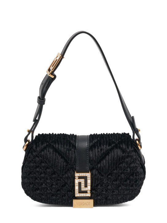 Versace: Mini Greca Goddess padded shoulder bag - Black - women_0 | Luisa Via Roma