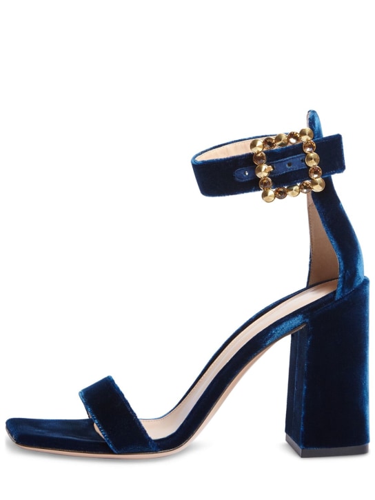 Gianvito Rossi: 95mm Wondy suede high heel sandals - Blue - women_0 | Luisa Via Roma