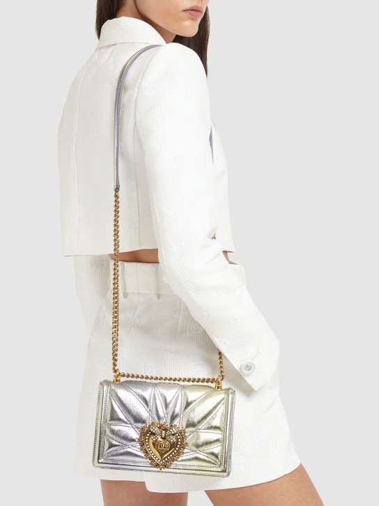 Dolce&Gabbana: Medium Schultertasche aus Baumwolldenim "Devotion“ - Bunt - women_1 | Luisa Via Roma