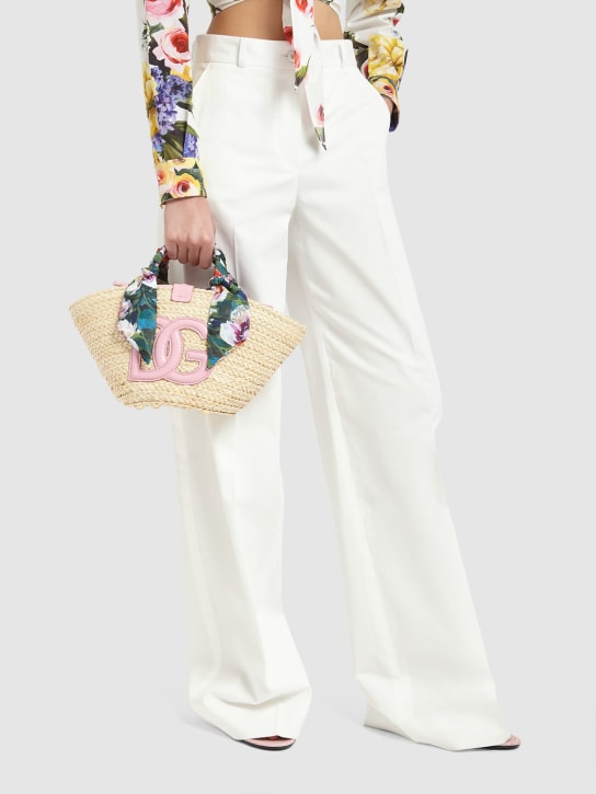 Dolce&Gabbana: Small Kendra straw tote bag - Peonie - women_1 | Luisa Via Roma