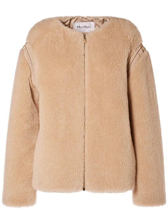 Max Mara: Panno wool blend collarless jacket - Cacha Chiaro - women_0 | Luisa Via Roma