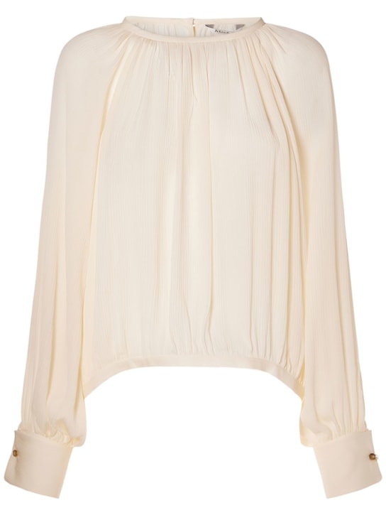 Max Mara: Narvel silk blouse shirt - White - women_0 | Luisa Via Roma