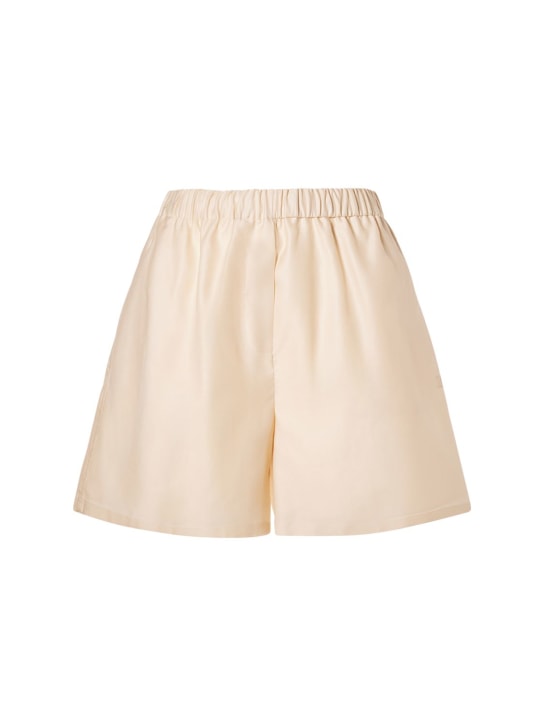 Max Mara: Piadena cotton high waist shorts - Ivory - women_0 | Luisa Via Roma