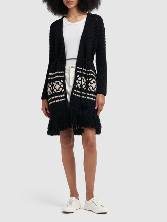 Max Mara: Orione wool & cashmere knit cardigan - Multi/Black - women_1 | Luisa Via Roma