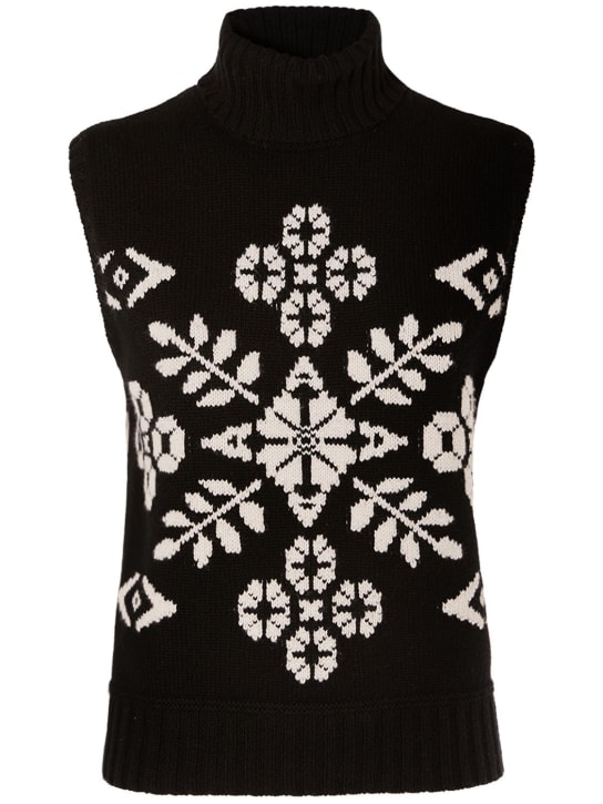 Max Mara: Vivy wool & cashmere sleeveless sweater - Multi/Black - women_0 | Luisa Via Roma