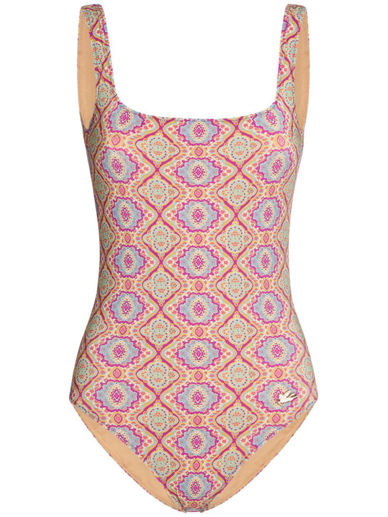 Etro: Printed Lycra one piece swimsuit - Multi Lilac - women_0 | Luisa Via Roma