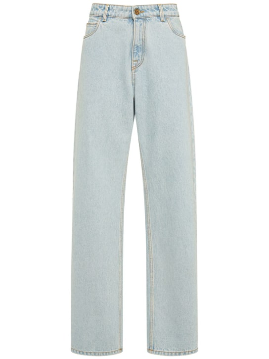 Etro: Washed denim high rise wide jeans - Light Blue - women_0 | Luisa Via Roma