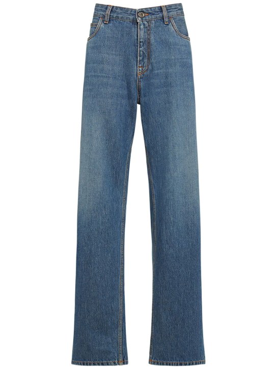 Etro: High rise cotton denim baggy jeans - Blue - women_0 | Luisa Via Roma
