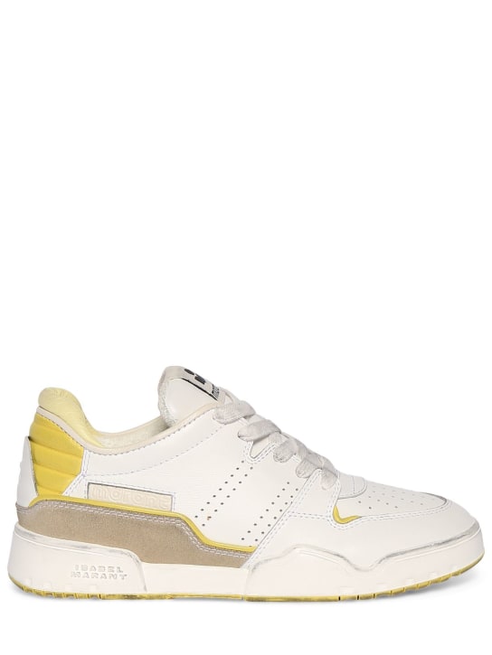 Isabel Marant: Emree leather sneakers - White/Yellow - women_0 | Luisa Via Roma