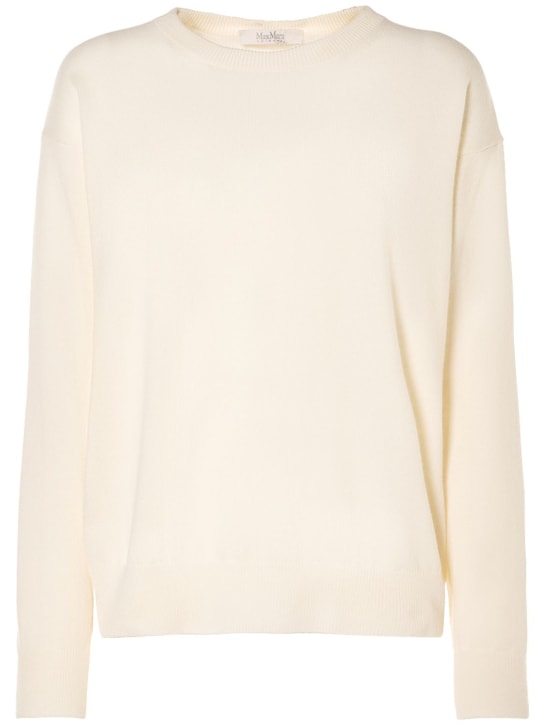 Max Mara: Magico wool & cashmere knit sweater - White - women_0 | Luisa Via Roma