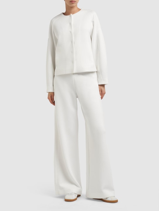 Max Mara: Dramma neoprene jersey jacket - White - women_1 | Luisa Via Roma