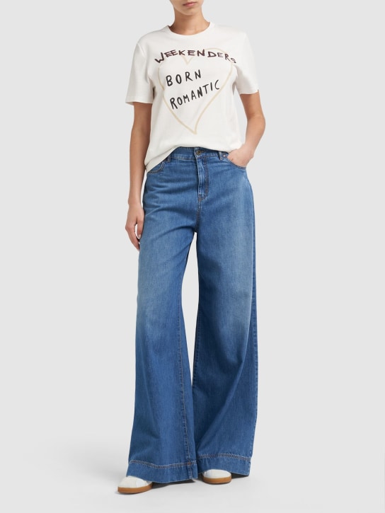 Weekend Max Mara: Jeans larghi Vega in denim di cotone - Blu - women_1 | Luisa Via Roma
