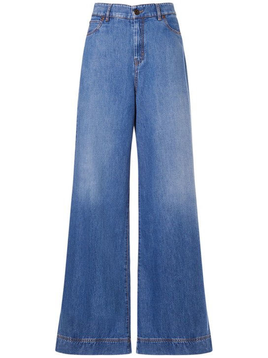 Weekend Max Mara: Jeans larghi Vega in denim di cotone - Blu - women_0 | Luisa Via Roma