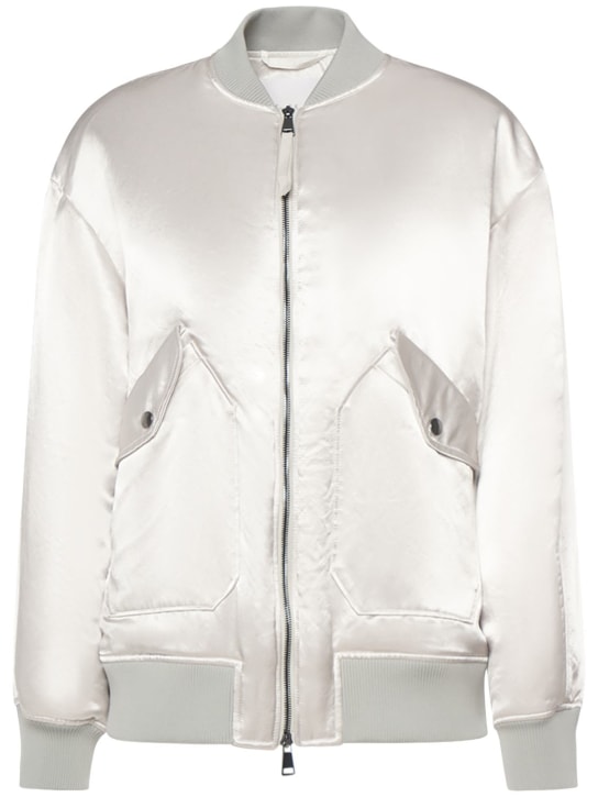 Max Mara: Imelde satin bomber jacket - Silver - women_0 | Luisa Via Roma