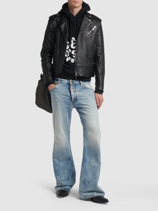 Dsquared2: Kiodo leather zip jacket - Black - men_1 | Luisa Via Roma