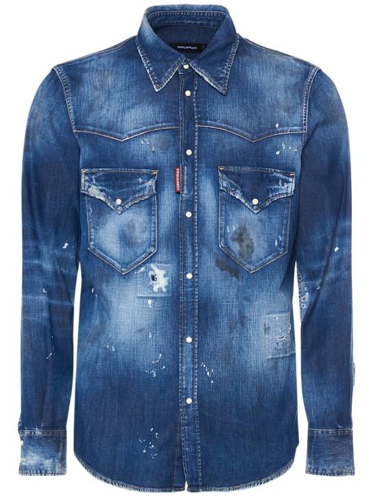 Dsquared2: Fashion Western denim shirt - Blue - men_0 | Luisa Via Roma